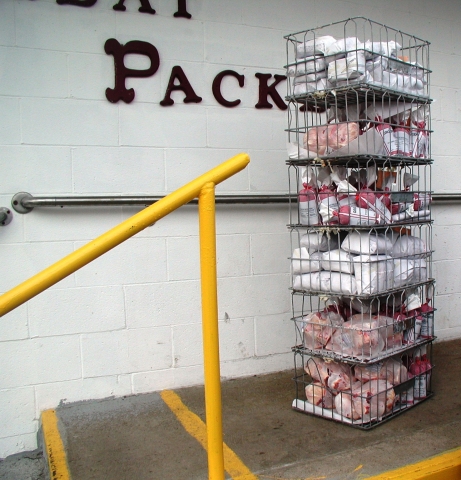 Stage 3- 1 crate 45 lbs. of Goat, 9 crates 400 lbs. of beef, 1 crate of bones